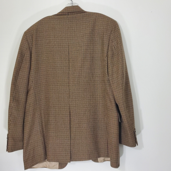 Lauren Ralph Lauren 100% Lambswool Hounds tooth Tan Jacket, Size 43L - Picture 14 of 15